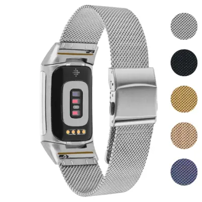 m111 Gallery StrapsCo Pro Mesh Stainless Steel Watch Band Strap for Fitbit Charge 5 & 6