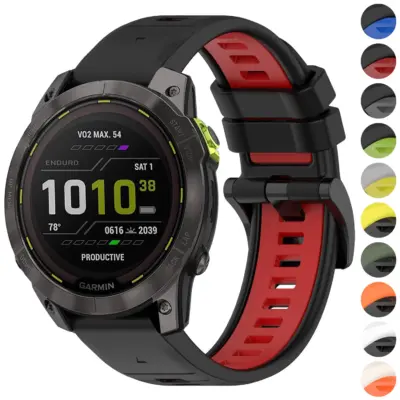 ed3.g.r82 Gallery Black & Red StrapsCo ColorBlock Active Strap QuickFit 26 Watch Band for Garmin Enduro 3