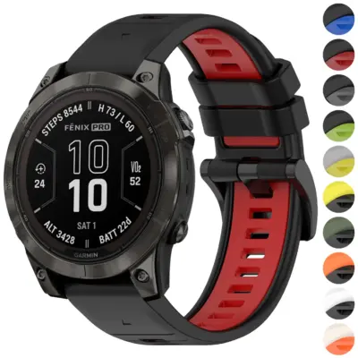 f7x.g.r82 Gallery Black & Red StrapsCo ColorBlock Active Strap QuickFit 26 Watch Band for Garmin Fenix 7X & 7X Pro