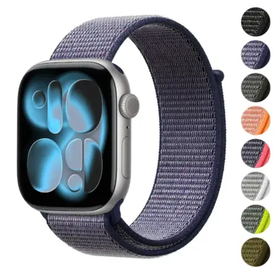 a.ny3 Gallery Harbor StrapsCo Men's Hook & Loop Sport Strap Woven Nylon Band for Apple Watch 38mm 40mm 41mm 42mm 44mm 45mm 46mm