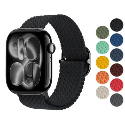 a.ny6 Gallery Onyx StrapsCo Men's Woven Stretch Band Woven Nylon Stretch Strap for Apple Watch 38mm 40mm 41mm 42mm 44mm 45mm 46mm