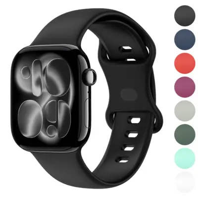 a.r20 Gallery Onyx StrapsCo Men's Core Active Band TPU Rubber Sport Strap for Apple Watch 38mm 40mm 41mm 42mm 44mm 45mm 46mm