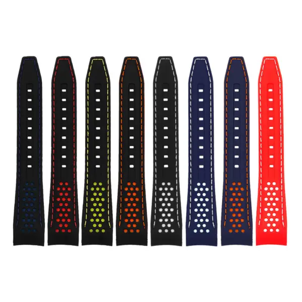 Rubber Perforated Rally Strap with Curved Ends For Omega Speedmaster #30