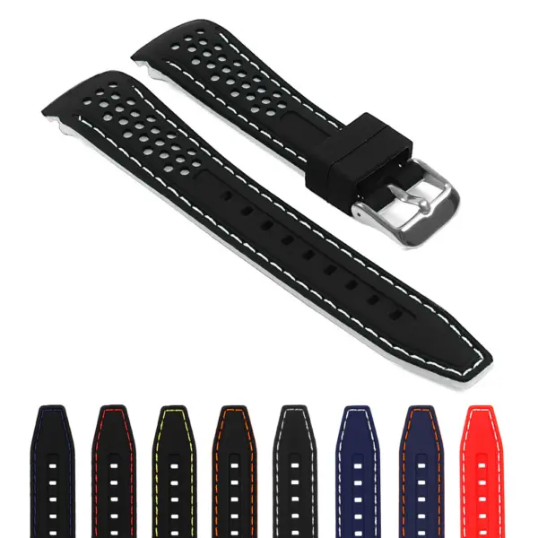 Rubber Perforated Rally Strap with Curved Ends For Omega Speedmaster #31