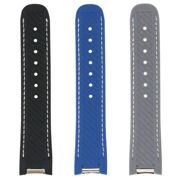 r.om5 All Color StrapsCo Silicone Rubber Strap for Omega Seamaster Aqua Terra with White Stitching