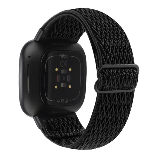 fb.ny41.1 Back Black StrapsCo Nylon Strap for Fitbit Versa 3 Fitbit Sense Nylon Canvas