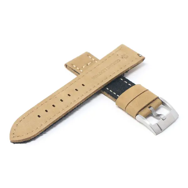 ds21.1.bs Cross Black with Brushed Silver Buckle DASSARI Vintage Canvas Strap Distressed Watch Strap Band 20mm 22mm 24mm