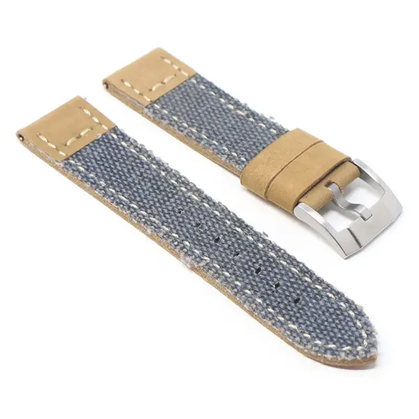 ds21.5.bs Angle Blue with Brushed Silver Buckle DASSARI Vintage Canvas Strap Distressed Watch Strap Band 20mm 22mm 24mm