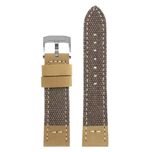 ds21.2.bs Main Brown with Brushed Silver Buckle DASSARI Vintage Canvas Strap Distressed Watch Strap Band 20mm 22mm 24mm
