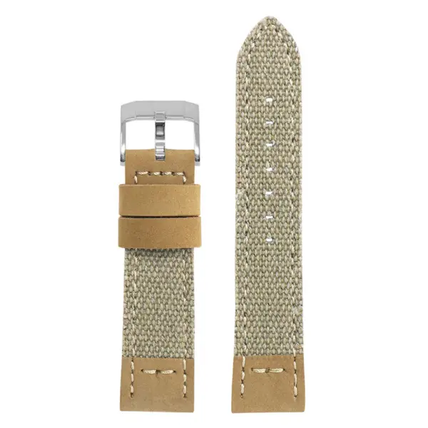 ds21.17.ps Main Beige with Polished Silver Buckle DASSARI Vintage Canvas Strap Distressed Watch Strap Band 20mm 22mm 24mm