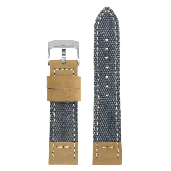 ds21.5.ps Main Blue with Polished Silver Buckle DASSARI Vintage Canvas Strap Distressed Watch Strap Band 20mm 22mm 24mm