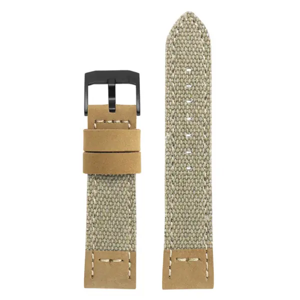 ds21.17.mb Main Beige with Black Buckle DASSARI Vintage Canvas Strap Distressed Watch Strap Band 20mm 22mm 24mm