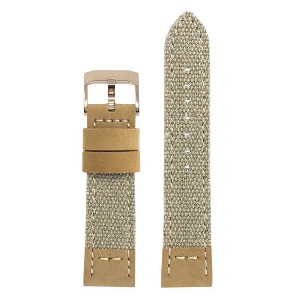 ds21.17.rg Main Beige with Rose Gold Buckle DASSARI Vintage Canvas Strap Distressed Watch Strap Band 20mm 22mm 24mm