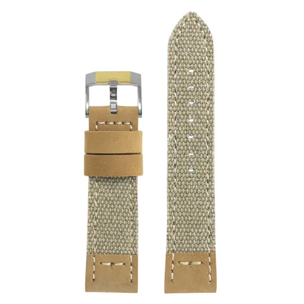 ds21.17.2t Main Beige with Silver Yellow Gold Buckle DASSARI Vintage Canvas Strap Distressed Watch Strap Band 20mm 22mm 24mm