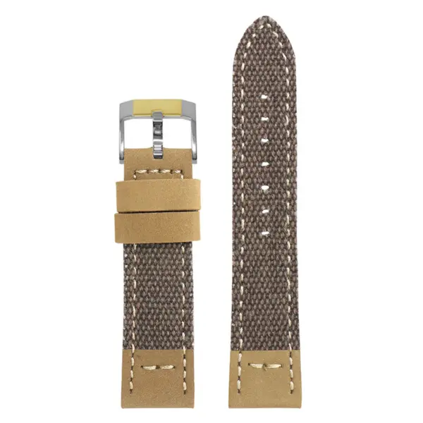 ds21.2.2t Main Brown with Silver Yellow Gold Buckle DASSARI Vintage Canvas Strap Distressed Watch Strap Band 20mm 22mm 24mm