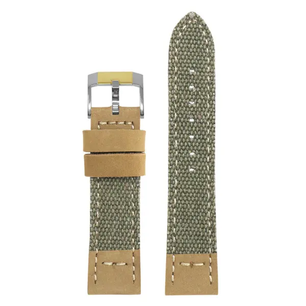 ds21.11.2t Main Green with Silver Yellow Gold Buckle DASSARI Vintage Canvas Strap Distressed Watch Strap Band 20mm 22mm 24mm