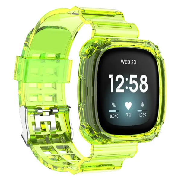 fb.r54.10 Main Yellow StrapsCo Silicone Rubber Watch Band Strap with Protective Case for Fitbit Versa 3 Fitbit Sense