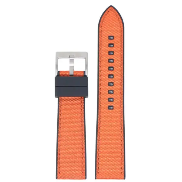 fk15.1.12 Up Black & Orange DASSARI Sailcloth FKM Hybrid Watch Band Strap 20mm 22mm