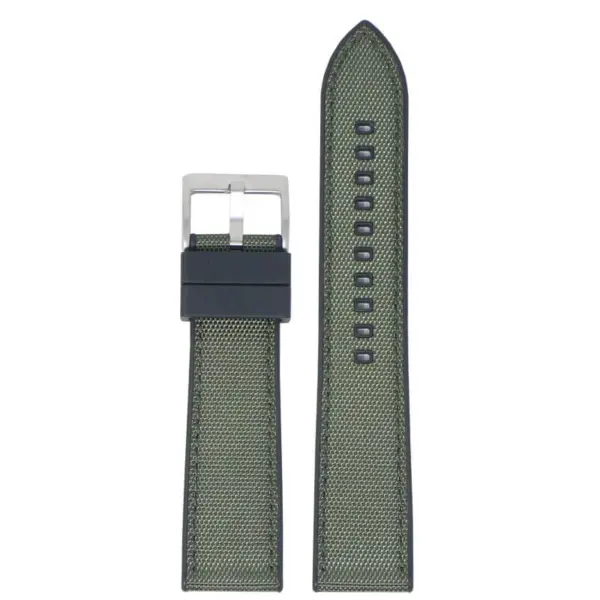 fk15.1.11 Up Black & Green DASSARI Sailcloth FKM Hybrid Watch Band Strap 20mm 22mm