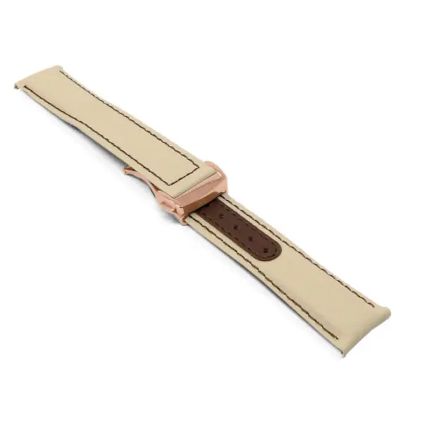 kd8.17.2.rg Angle Beige and Brown Dassari Sailcloth Explorer Watch Band Strap with Deployant Clasp 19mm 20mm 21mm 22mm