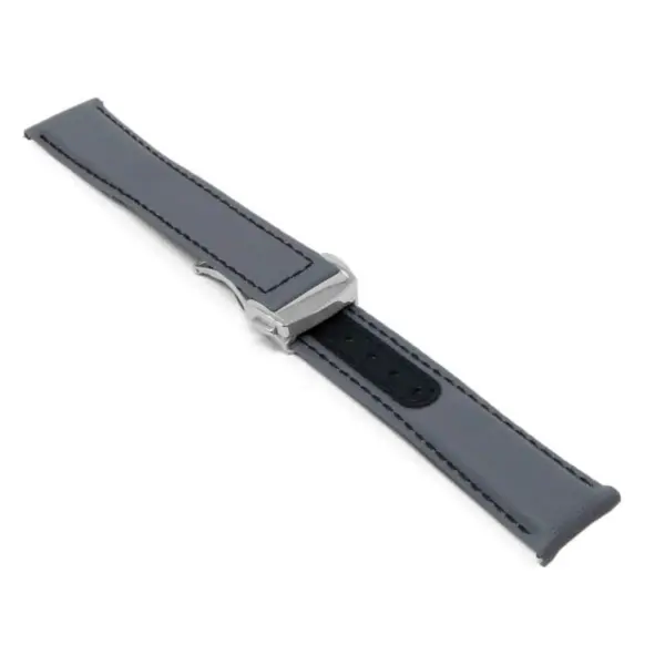 kd8.7.1.bs Angle Grey and Black Dassari Sailcloth Explorer Watch Band Strap with Deployant Clasp 19mm 20mm 21mm 22mm