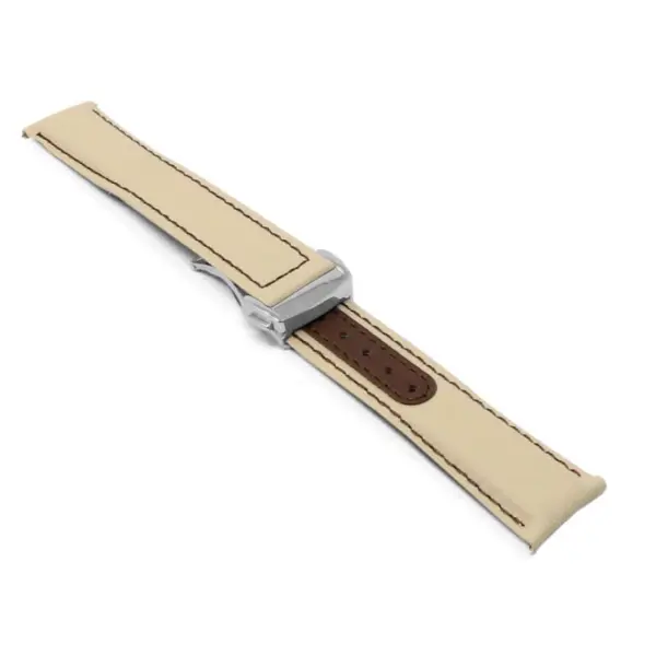 kd8.17.2.bs Angle Beige and Brown Dassari Sailcloth Explorer Watch Band Strap with Deployant Clasp 19mm 20mm 21mm 22mm