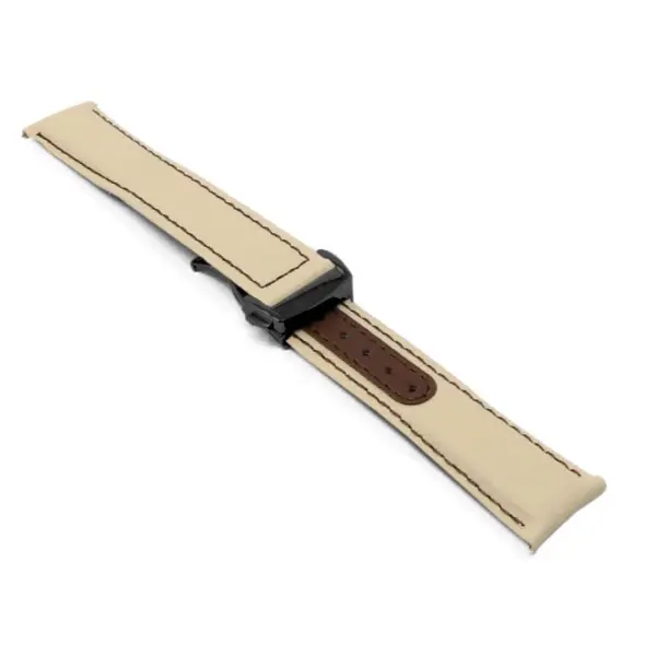 kd8.17.2.mb Angle Beige and Brown Dassari Sailcloth Explorer Watch Band Strap with Deployant Clasp 19mm 20mm 21mm 22mm