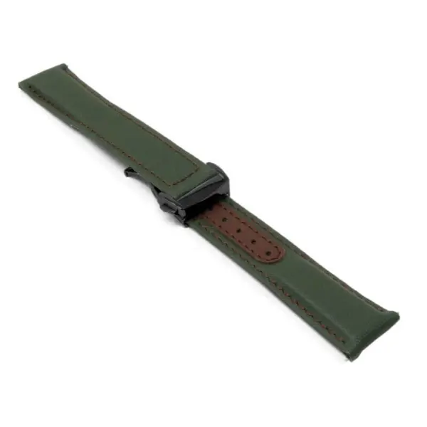 kd8.11.3.mb Angle Green and Brown Dassari Sailcloth Explorer Watch Band Strap with Deployant Clasp 19mm 20mm 21mm 22mm