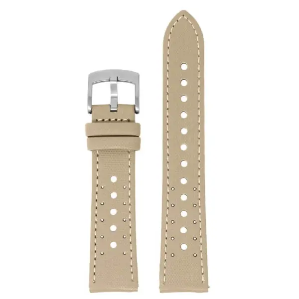 kd7.17.17 Up Beige DASSARI Perforated Sailcloth Watch Band Strap 19mm 20mm 22mm
