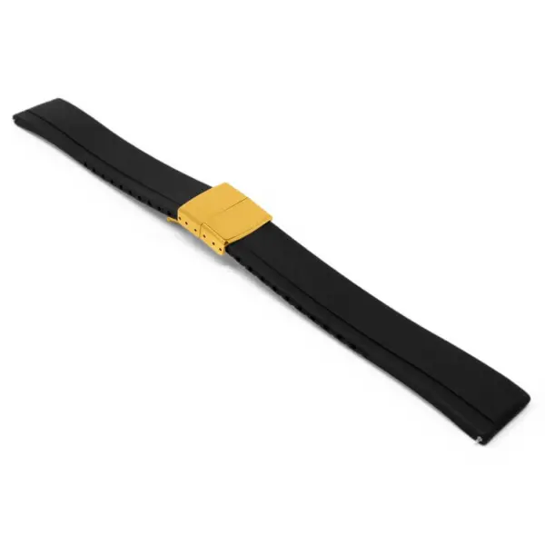 fk27.1.yg Black Main DASSARI Gridline Cut To Size Daytona Style FKM Rubber Watch Band Strap 20mm 22mm
