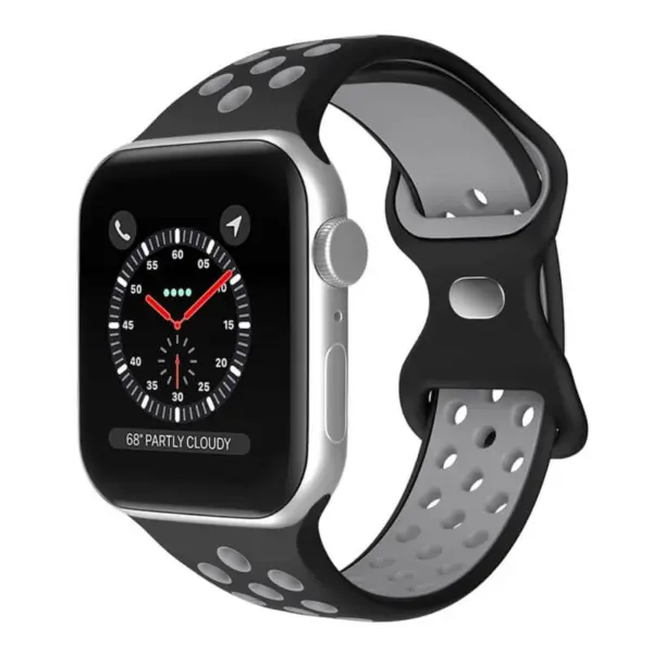 a.r24.1.7 Front Black & Grey StrapsCo Rubber ColorBlock Active Watch Band Strap For Apple Watch