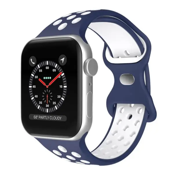 a.r24.5.22 Front Blue & White StrapsCo Rubber ColorBlock Active Watch Band Strap For Apple Watch