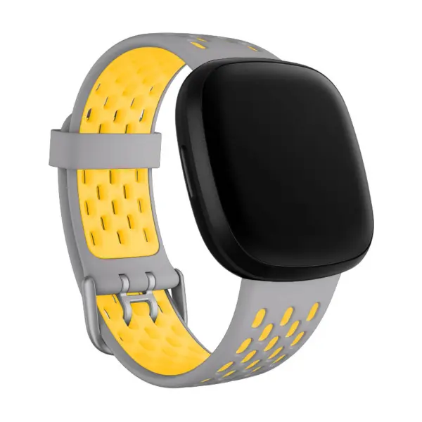 Fb.r63.7.10 Main Grey & Yellow StrapsCo Two Tone Silicone Rubber Sport Watch Band Strap For Fitbit Sense & Versa 3