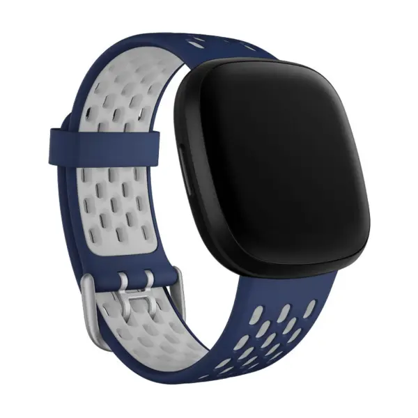 Fb.r63.5.7 Main Blue & Grey StrapsCo Two Tone Silicone Rubber Sport Watch Band Strap For Fitbit Sense & Versa 3