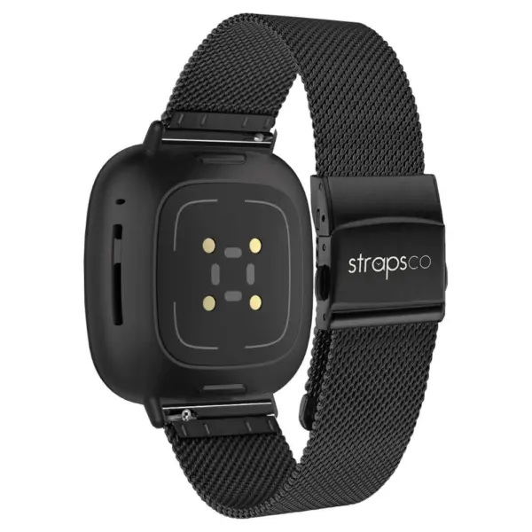 m111 Black StrapsCo Pro Mesh Stainless Steel Watch Band Strap for Fitbit Sense & Versa 3