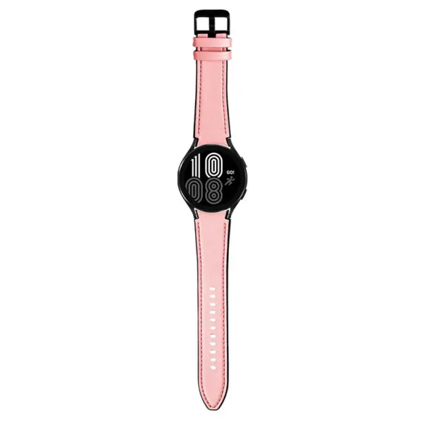 S.l1.13 Main Pink StrapsCo Genuine Leather & Silicone Hybrid Strap For Samsung Galaxy Watch 4 Rubber Band