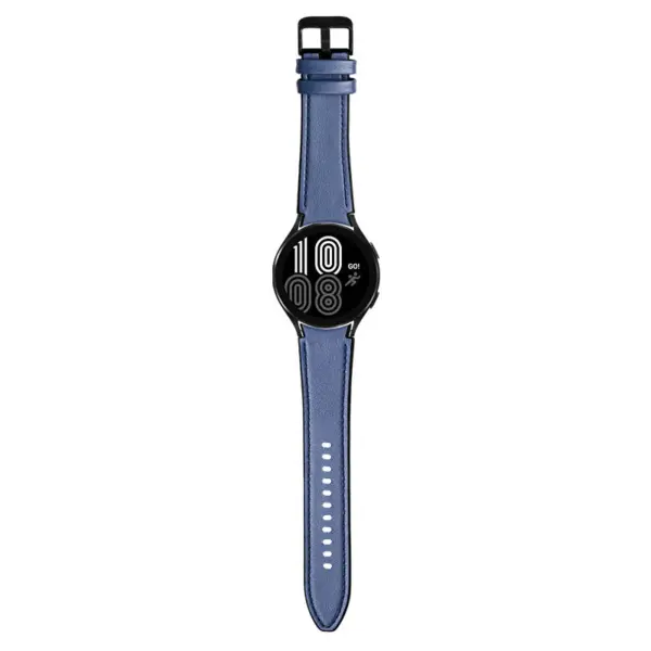 S.l1.5 Main Blue StrapsCo Genuine Leather & Silicone Hybrid Strap For Samsung Galaxy Watch 4 Rubber Band
