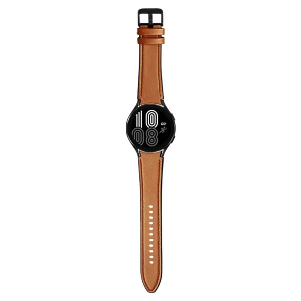 S.l1.2 Main Brown StrapsCo Genuine Leather & Silicone Hybrid Strap For Samsung Galaxy Watch 4 Rubber Band