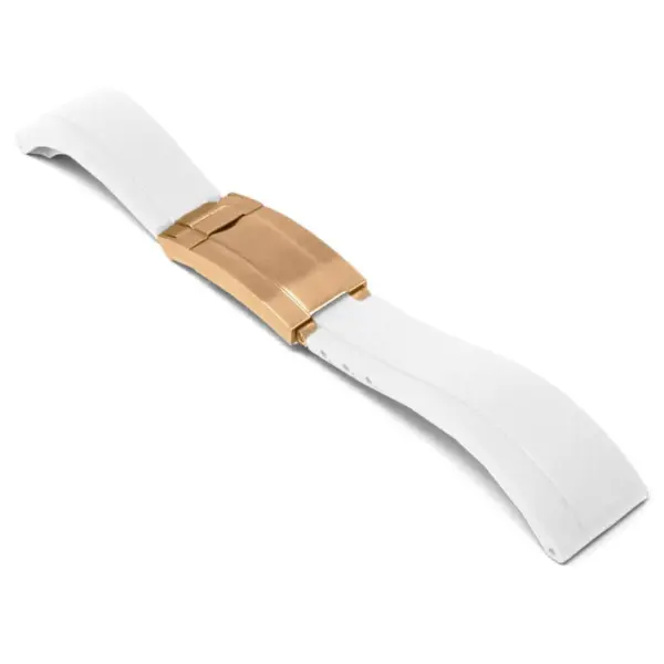 r.rx8.22.rg up White Rose Gold Clasp StrapsCo Gridlock Rubber Watch Band Strap for Rolex 20mm