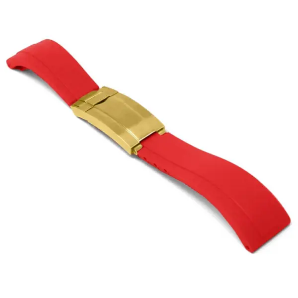 r.rx8.6.yg Main Red Yellow Gold Clasp StrapsCo Gridlock Rubber Watch Band Strap for Rolex 20mm