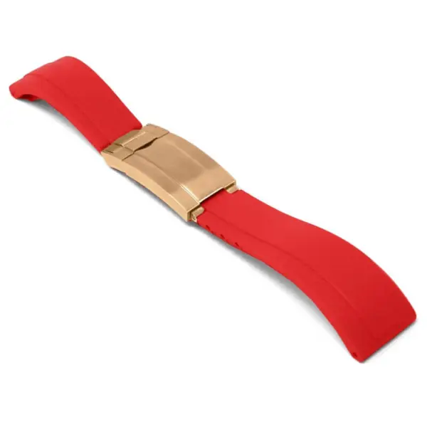 r.rx8.6.rg Main Red Rose Gold Clasp StrapsCo Gridlock Rubber Watch Band Strap for Rolex 20mm