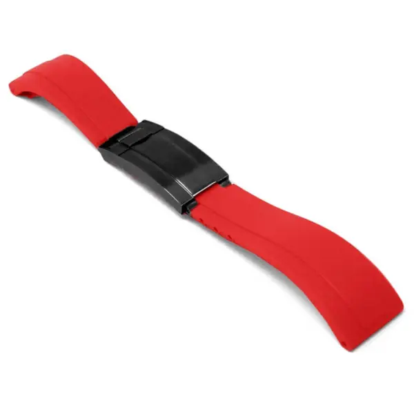 r.rx8.6.mb Main Red Black Clasp StrapsCo Gridlock Rubber Watch Band Strap for Rolex 20mm