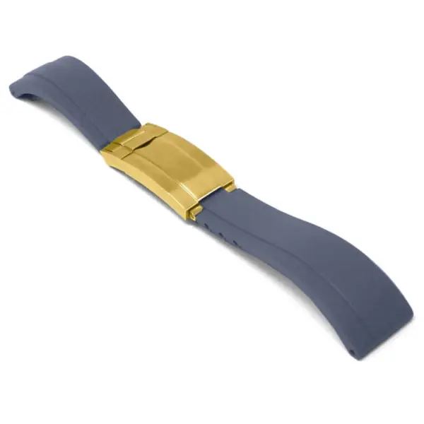 r.rx8.7.yg Main Grey Yellow Gold Clasp StrapsCo Gridlock Rubber Watch Band Strap for Rolex 20mm