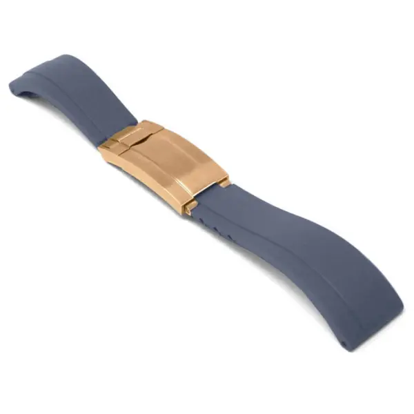 r.rx8.7.rg Main Grey Rose Gold Clasp StrapsCo Gridlock Rubber Watch Band Strap for Rolex 20mm