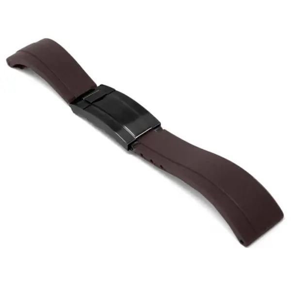 r.rx8.2.mb Main Brown Black Clasp StrapsCo Gridlock Rubber Watch Band Strap for Rolex 20mm