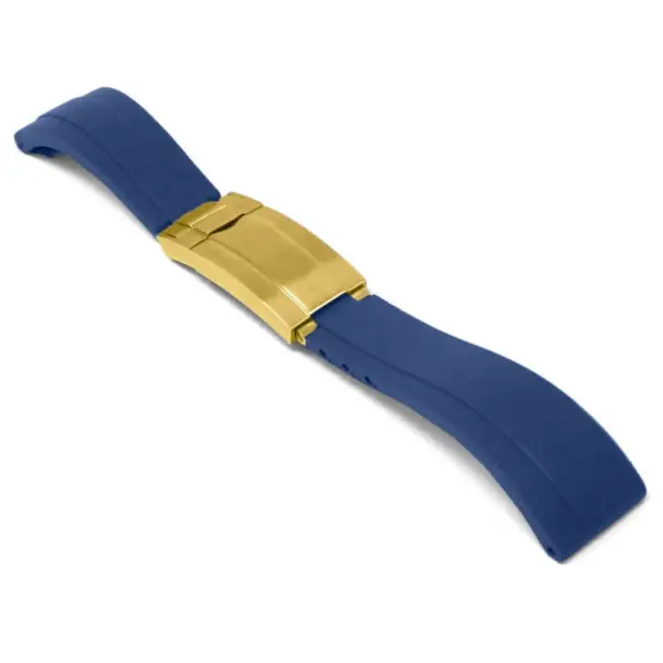 r.rx8.5.yg Main Blue Yellow Gold Clasp StrapsCo Gridlock Rubber Watch Band Strap for Rolex 20mm