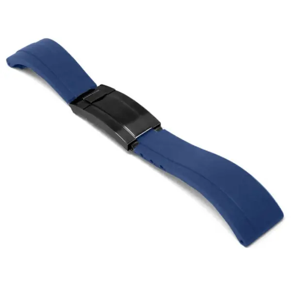 r.rx8.5.mb Main Blue Black Clasp StrapsCo Gridlock Rubber Watch Band Strap for Rolex 20mm