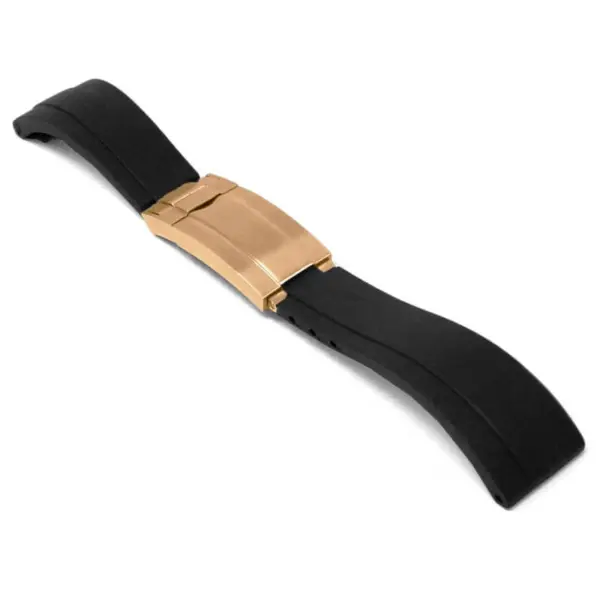r.rx8.1.rg Main Black Rose Gold Clasp StrapsCo Gridlock Rubber Watch Band Strap for Rolex 20mm