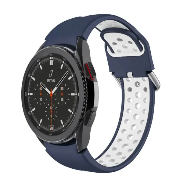 S.r25.5.22 Main Blue & White StrapsCo Perforated Soft Silicone Strap For Samsung Galaxy Watch 4 Sport