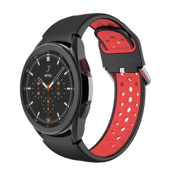 S.r25.1.6 Main Black & Red StrapsCo Perforated Soft Silicone Strap For Samsung Galaxy Watch 4 Sport